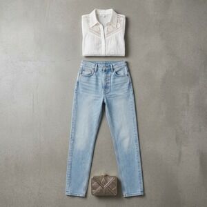 Momcore Amendi Stockholm 30 32 Light Wash Slim Straight Leg Denim Jeans